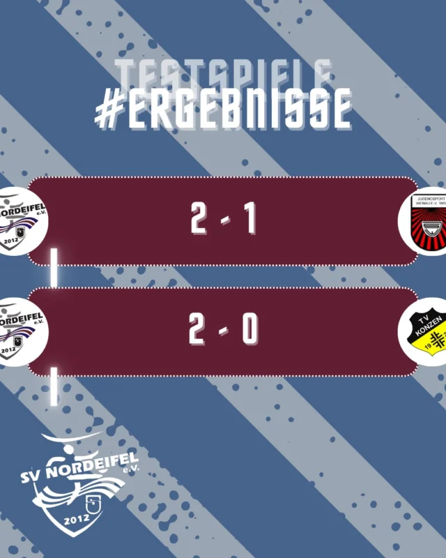 Unsere Social-Media-Abteilung hatte ein bisschen länger #Sommerpause - daher hier etwas verspätet der #Ergebnisdienst der ersten drei #Testspiele unserer Ersten.
Das erste Testspiel wurde verloren, die beiden weiteren Spiele konnte unsere #Erste für sich entscheiden. ⚽️